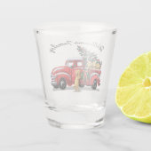  kerstboommonogram rode vrachtwagen shot glas (Achterkant)