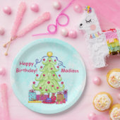 Kerstboomnaam Persoonlijk Happy Birthday Papieren Bordje (Feest)
