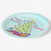 Kerstboomnaam Persoonlijk Happy Birthday Papieren Bordje (Gekanteld)