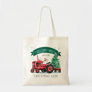 kerstboomnaam rode trekker tote bag