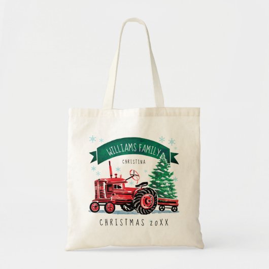  kerstboomnaam rode trekker tote bag (Voorkant)