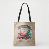  kerstboomnaam rode trekker tote bag