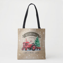 kerstboomnaam rode trekker tote bag