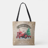  kerstboomnaam rode trekker tote bag (Achterkant)