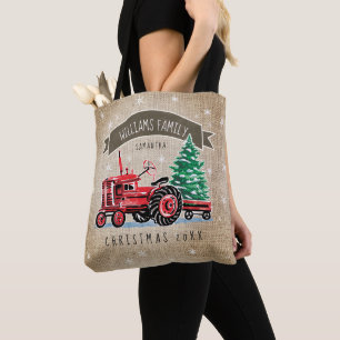  kerstboomnaam rode trekker tote bag