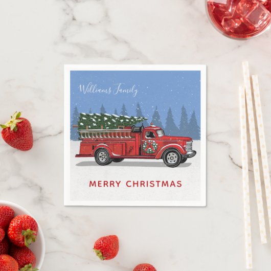  kerstboomnaam Rode Vrachtwagen Servet (Insitu)