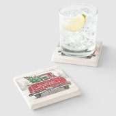  kerstboomnaam rode vrachtwagen stenen onderzetter (Zijkant)