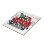  kerstboomnaam rode vrachtwagen tegeltje (Zijkant)