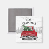  kerstboomnaam Rustisch hout Magneet (Voorkant / Achterkant)