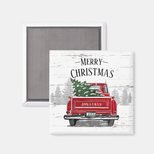 kerstboomnaam Rustisch hout Magneet (Voorkant / Achterkant)