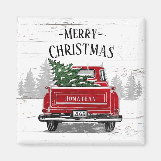  kerstboomnaam Rustisch hout Magneet (Voorkant)