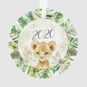 Kerstboomnaam voor lion Cub-Waterverf Ornament (achterkant)