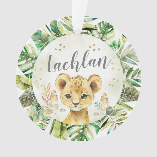 Kerstboomnaam voor lion Cub-Waterverf Ornament (voorkant)