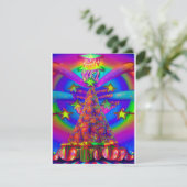 kerstboomneon heldere psychedelische abstracte son feestdagenkaart (Staand voorkant)