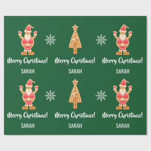 kerstboomontbijtkoek Sinterbrood Personaliseren  Cadeaupapier (Vlak)