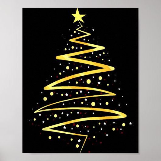 Kerstboomontwerp in goudkleur poster (Voorkant)