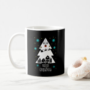Kerstboomontwerp met zwarte mok in de vorm van een
