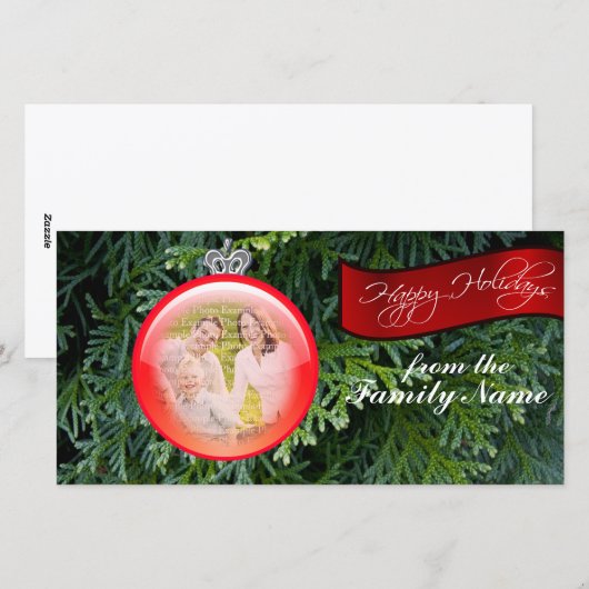 Kerstboomornament Aangepaste Fotosjabloon Feestdagenkaart (Voorkant / Achterkant)