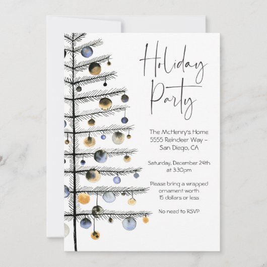 kerstboomornament-feestdag kaart (Voorkant)