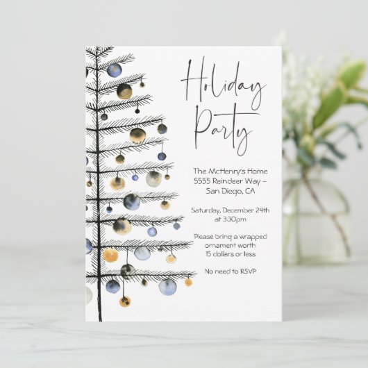 kerstboomornament-feestdag kaart (Staand voorkant)