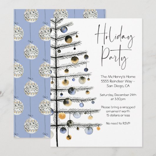 kerstboomornament-feestdag kaart (Voorkant / Achterkant)