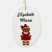 kerstboomornament Ginger Girl Keramisch Ornament (Achterkant)