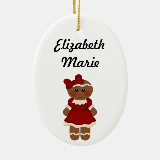 kerstboomornament Ginger Girl Keramisch Ornament (Achterkant)