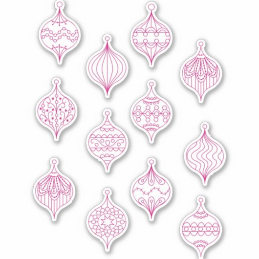 kerstboomornament Line Art Sticker (Voorkant)