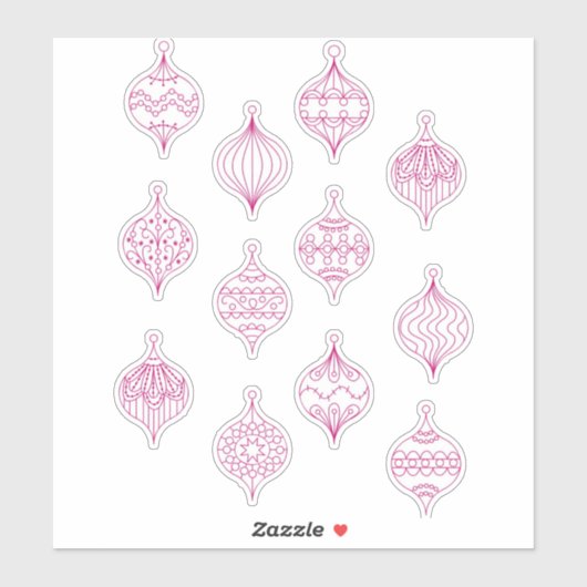 kerstboomornament Line Art Sticker (Vel)