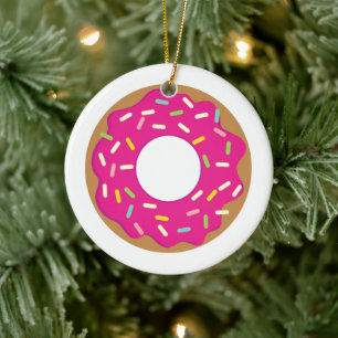 Kerstboomornament met besproeide donut keramisch ornament