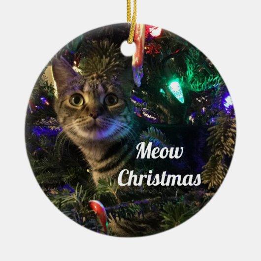 Kerstboomornament met een lapjeskat keramisch ornament (Voorkant)