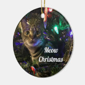 Kerstboomornament met een lapjeskat keramisch ornament (Links)
