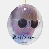 Kerstboomornament met foto keramisch ornament (Links)