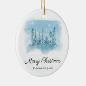 Kerstboomornament met sneeuw keramisch ornament (Rechts)