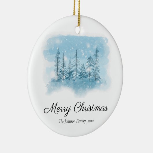 Kerstboomornament met sneeuw keramisch ornament (Rechts)