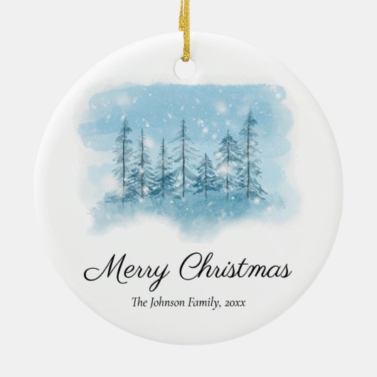 Kerstboomornament met sneeuw keramisch ornament (Achterkant)