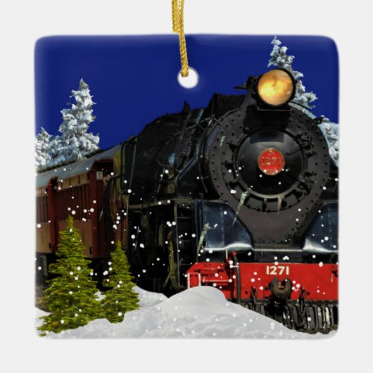 Kerstboomornament Oude Trein Keramisch Ornament (Voorkant)