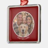 Kerstboomornament Voeg uw foto en tekst toe Metalen Ornament (Links)
