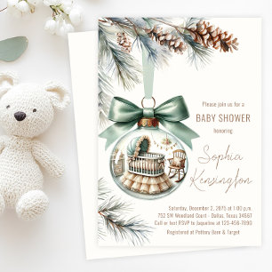 Kerstboomornament voor jongens Winter Baby Shower Kaart