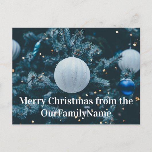 Kerstboomornament Witte Kerstmis Aanpasbare Postka Briefkaart (Voorkant)