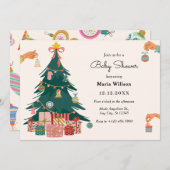 Kerstboomornamenten decoratie babyschower kaart (Voorkant / Achterkant)