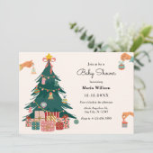 Kerstboomornamenten decoratie babyschudder kaart (Staand voorkant)