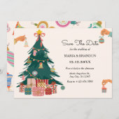 Kerstboomornamenten decoratie bruiloft save the date (Voorkant / Achterkant)