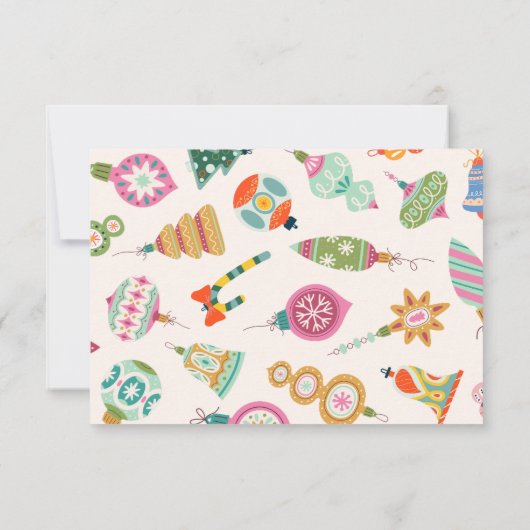 Kerstboomornamenten decoratie  RSVP kaartje (Achterkant)