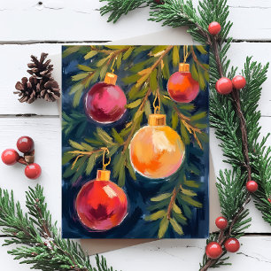 Kerstboomornamenten Watercolor Feestdagenkaart