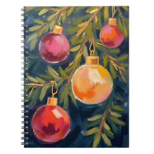 Kerstboomornamenten Watercolor Notitieboek