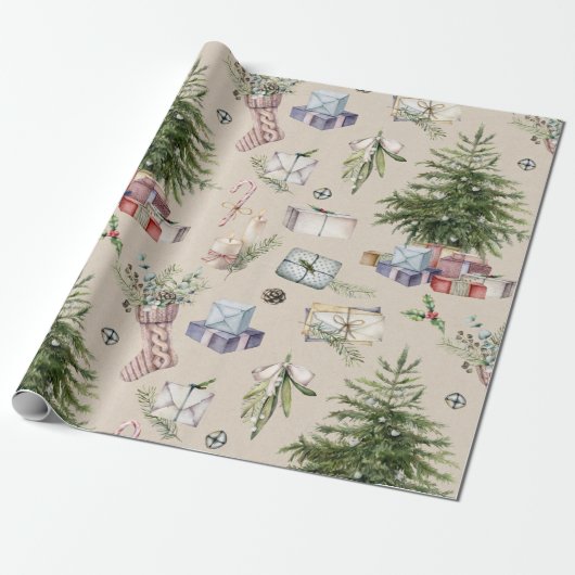 kerstboompapier cadeaupapier (Uitgerold)