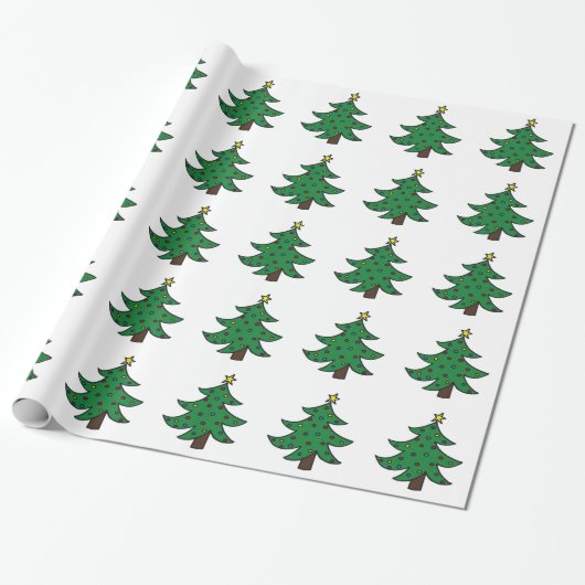 kerstboompapier met cadeautjes cadeaupapier (Uitgerold)