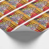 kerstboompapier met rood gordijn cadeaupapier (Hoek)