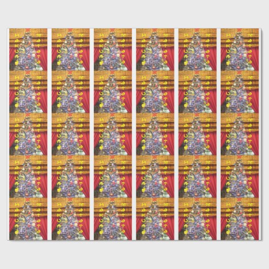 kerstboompapier met rood gordijn cadeaupapier (Vlak)